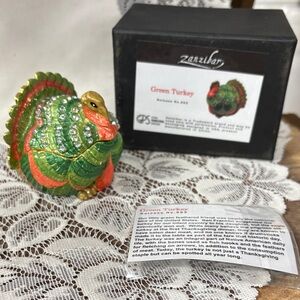 Zanzibar Green Turkey Figurine trinket box